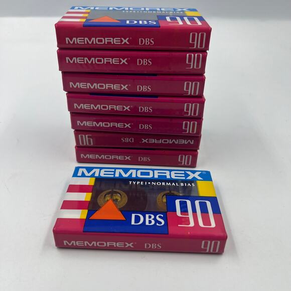 NOS Memorex DBS 90 Cassette Tapes SEALED Type 1 Normal Bias 8 Blank Tapes - Picture 8 of 9